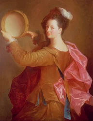 Portret van een vrouw met een tamboerijn